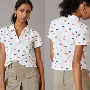 Maeve by Anthropologie cropped polo with embroidery